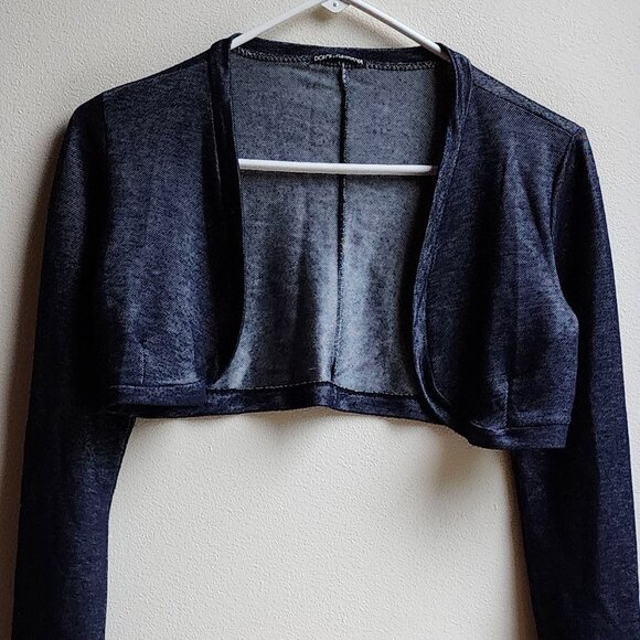 Dolce & Gabbana Navy Velure Cropped Shrug - Picture 5 of 14